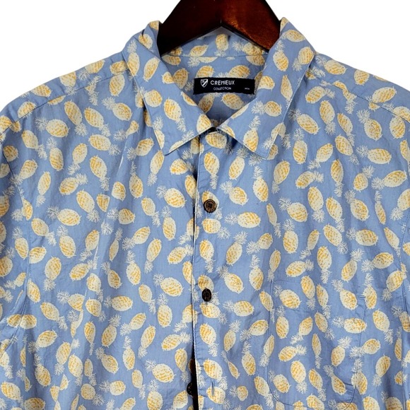 Cremieux Collection Mens Large Pineapple Print Short Sleeve Button Down Shirt - Picture 1 of 7
